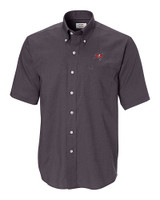 Tampa Bay Buccaneers Cutter & Buck Epic Easy Care Nailshead Mens Short Sleeve Dress Shirt Black Mannequin