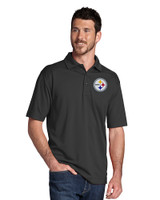 Pittsburgh Steelers Cutter & Buck Genre Textured Solid Mens Polo Black Front