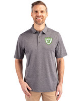 Las Vegas Raiders Cutter & Buck Forge Heathered Stretch Mens Polo Charcoal Heather Front