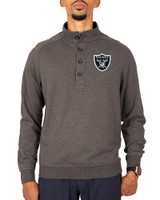 Las Vegas Raiders Cutter & Buck Saturday Cotton Blend Mens Mock Pullover Sweatshirt Charcoal Heather Front