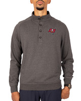 Tampa Bay Buccaneers Cutter & Buck Saturday Cotton Blend Mens Mock Pullover Sweatshirt Charcoal Heather Front