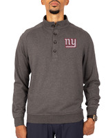 New York Giants Cutter & Buck Saturday Cotton Blend Mens Mock Pullover Sweatshirt Charcoal Heather Front