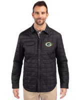 Green Bay Packers Cutter & Buck Rainier PrimaLoft® Mens Eco Insulated Quilted Shirt Jacket Black Front