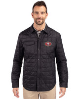 San Francisco 49ers Cutter & Buck Rainier PrimaLoft® Mens Eco Insulated Quilted Shirt Jacket Black Front