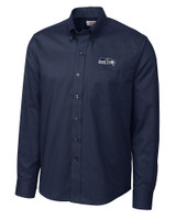 Seattle Seahawks Cutter & Buck Epic Easy Care Nailshead Mens Long Sleeve Dress Shirt Navy Blue Mannequin