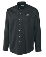 Philadelphia Eagles Cutter & Buck Epic Easy Care Nailshead Mens Long Sleeve Dress Shirt Black Mannequin