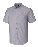 Pittsburgh Steelers Cutter & Buck Stretch Oxford Mens Short Sleeve Dress Shirt Charcoal Mannequin