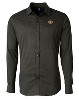 San Francisco 49ers Cutter & Buck Versatech Geo Dobby Stretch Mens Long Sleeve Dress Shirt Black Mannequin