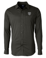 Las Vegas Raiders Cutter & Buck Versatech Geo Dobby Stretch Mens Long Sleeve Dress Shirt Black Mannequin