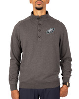 Philadelphia Eagles Cutter & Buck Saturday Cotton Blend Mens Big and Tall  Mock Pullover Sweatshirt Charcoal Heather Front