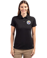 Pittsburgh Steelers Cutter & Buck Advantage Eco Tri-Blend Pique Womens Polo Black Front