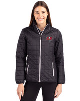 Tampa Bay Buccaneers Cutter & Buck Rainier PrimaLoft®  Womens Eco Insulated Full Zip Puffer Jacket Black Front