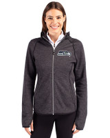 Seattle Seahawks Cutter & Buck Mainsail Full Zip Hooded Womens Jacket Charcoal Heather Front