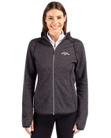 Denver Broncos Cutter & Buck Mainsail Full Zip Hooded Womens Jacket Charcoal Heather Front