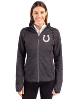 Indianapolis Colts Cutter & Buck Mainsail Full Zip Hooded Womens Jacket Charcoal Heather Front
