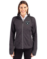 Las Vegas Raiders Cutter & Buck Mainsail Full Zip Hooded Womens Jacket Charcoal Heather Front