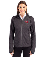 Tampa Bay Buccaneers Cutter & Buck Mainsail Full Zip Hooded Womens Jacket Charcoal Heather Front