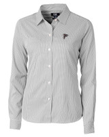 Atlanta Falcons Cutter & Buck Versatech Pinstripe Stretch Womens Long Sleeve Dress Shirt Black Mannequin