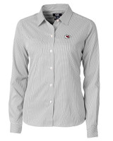 Kansas City Chiefs Cutter & Buck Versatech Pinstripe Stretch Womens Long Sleeve Dress Shirt Black Mannequin