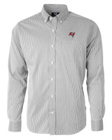 Tampa Bay Buccaneers Cutter & Buck Versatech Pinstripe Stretch Mens Big and Tall Dress Shirt Black Mannequin