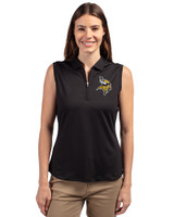 Minnesota Vikings Cutter & Buck Forge Stretch Womens Sleeveless Polo Black Front
