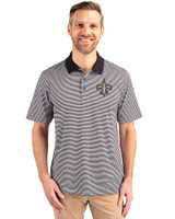 New Orleans Saints Cutter & Buck Forge Tonal Stripe Stretch Mens Big and Tall Polo Black Front