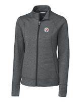 Pittsburgh Steelers Cutter & Buck Shoreline Heathered Womens Full Zip Jacket Charcoal Heather Mannequin