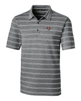 Tampa Bay Buccaneers Cutter & Buck Forge Epic Confidence Recycled Heathered Stripe Stretch Mens Polo Black Mannequin
