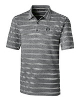 Las Vegas Raiders Cutter & Buck Forge Epic Confidence Recycled Heathered Stripe Stretch Mens Polo Black Mannequin