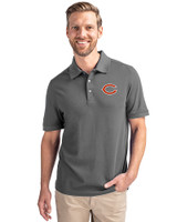 Chicago Bears Cutter & Buck Advantage Eco Tri-Blend Pique Mens Polo Elemental Grey Front