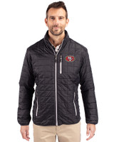 San Francisco 49ers Cutter & Buck Rainier PrimaLoft® Mens Eco Insulated Full Zip Puffer Jacket Black Front
