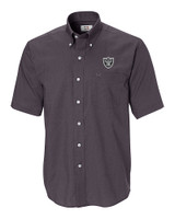 Las Vegas Raiders Cutter & Buck Epic Easy Care Nailshead Mens Short Sleeve Dress Shirt Black Mannequin