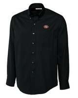 San Francisco 49ers Cutter & Buck Epic Easy Care Fine Twill Mens Long Sleeve Dress Shirt Black Mannequin