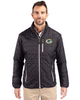 Green Bay Packers Cutter & Buck Rainier PrimaLoft®  Mens Big and Tall Eco Insulated Puffer Jacket Black Front
