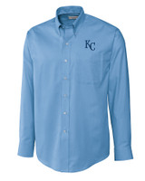 Kansas City Royals Cutter & Buck Epic Easy Care Nailshead Mens Big and Tall Long Sleeve Dress Shirt Atlas Light Blue Mannequin