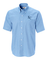 Kansas City Royals Cutter & Buck Epic Easy Care Nailshead Mens Big and Tall Short Sleeve Dress Shirt Atlas Light Blue Mannequin