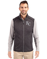Kansas City Royals Cutter & Buck Mainsail Sweater-Knit Mens Big and Tall Full Zip Vest Charcoal Heather Front