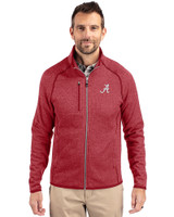 Alabama Crimson Tide Cutter & Buck Mainsail Sweater-Knit Mens Full Zip Jacket Cardinal Red Heather Front