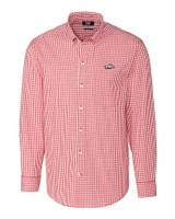 Arkansas Razorbacks Cutter & Buck Easy Care Stretch Gingham Mens Long Sleeve Button Down Shirt Cardinal Red Mannequin
