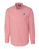 Arizona Wildcats Cutter & Buck Easy Care Stretch Gingham Mens Long Sleeve Dress Shirt Cardinal Red Mannequin