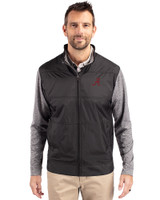 Alabama Crimson Tide Cutter & Buck Stealth Hybrid Quilted Mens Big and Tall Full Zip Windbreaker Jacket Black Front