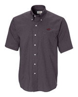 Arkansas Razorbacks Cutter & Buck Epic Easy Care Nailshead Mens Short Sleeve Dress Shirt Black Mannequin