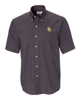 Baylor Bears Cutter & Buck Epic Easy Care Nailshead Mens Short Sleeve Dress Shirt Black Mannequin