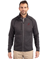 Alabama Crimson Tide Cutter & Buck Mainsail Sweater-Knit Mens Big and Tall Full Zip Jacket Charcoal Heather Front