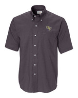 UCF Knights Cutter & Buck Epic Easy Care Nailshead Mens Big and Tall Short Sleeve Dress Shirt Black Mannequin