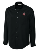 Washington State Cougars Cutter & Buck Epic Easy Care Fine Twill Mens Big and Tall Dress Shirt Black Mannequin