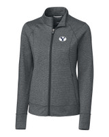Brigham Young Cougars Cutter & Buck Shoreline Heathered Womens Full Zip Jacket Charcoal Heather Mannequin