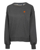 Clemson Tigers Cutter & Buck Saturday Cotton Blend Womens Crew Neck Sweatshirt Charcoal Heather Mannequin