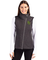 Baylor Bears Cutter & Buck Mainsail Sweater Knit Womens Asymmetrical Vest Charcoal Heather Front