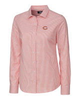Chicago Bears - Cutter & Buck Stretch Oxford Stripe Womens Long Sleeve Dress Shirt Alarm Mannequin